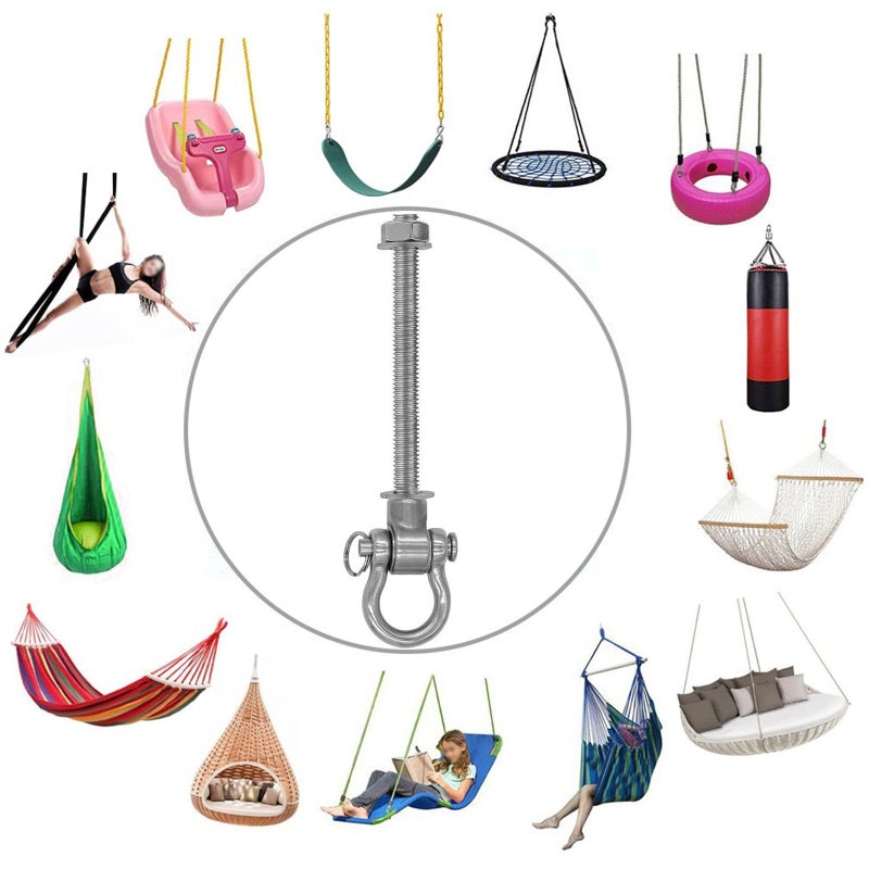 Dakzhou Set of 6 Permanent AntiRust Heavy Duty Swing Hangers 180 Bearing Swing 1500 LB Capacity sandbag Yoga Swing Hammock Chair 11"" - Image 2